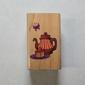 Tea & Cake Decorative Wood Mounted Craft Stamp